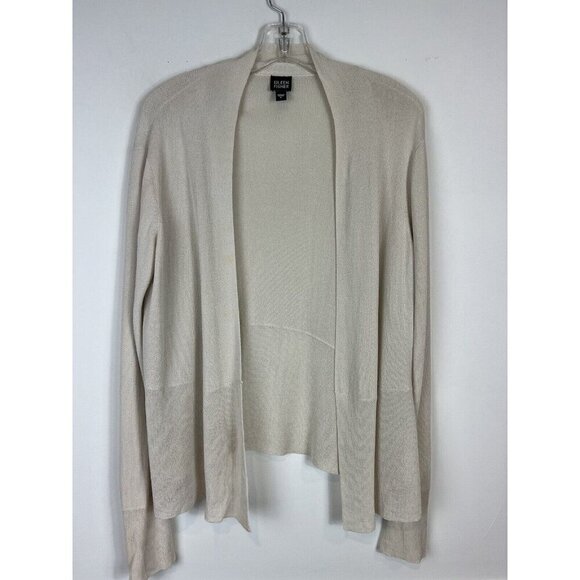 Eileen Fisher Cardigan Knit Sweater Viscose IIvory Large Neutral Capsule Staple - Picture 1 of 8
